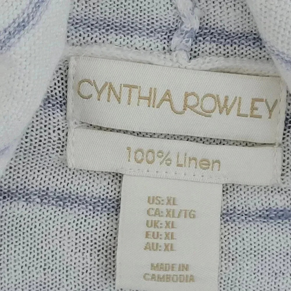 Cynthia Rowley Womens XL Striped Knit Cardigan Sweater 100% Linen 6PT - Picture 4 of 5